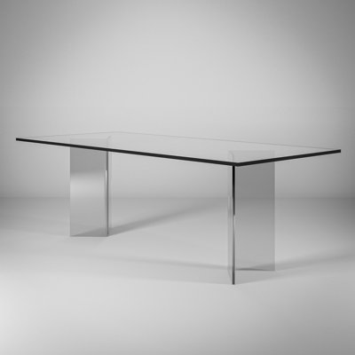 Rectangular Glass Top with Plastic / Acrylic Base Dining Table