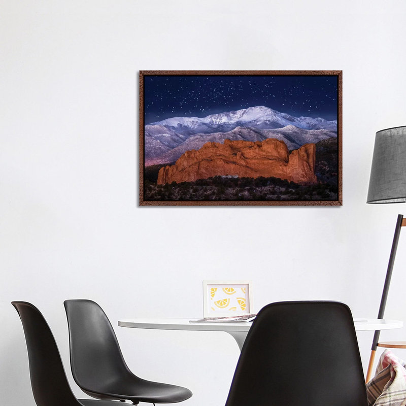 Starry Night Sky Over Pikes Peak And Garden Of The Gods In Colorado 1 Piece Wall Art on Canvas, Classic Wood