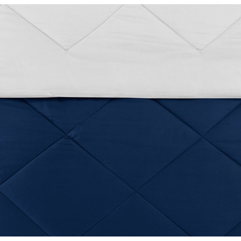 Tommy Polyester Box Stitch Comforter, Navy, King Comforter