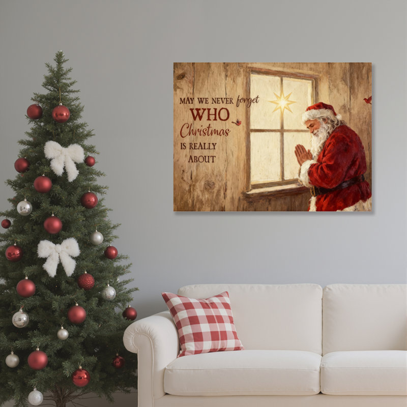 Art mural sur toile père Noël, H 12 po x l 18 po