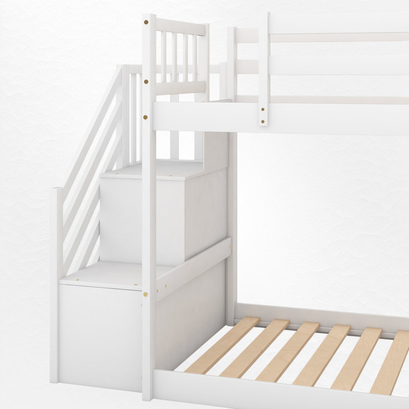 Matelles Kids Twin Over Twin Bunk Bed, White