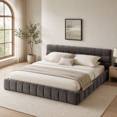Upholstered Bed Frame, Platform Bed with Headboard