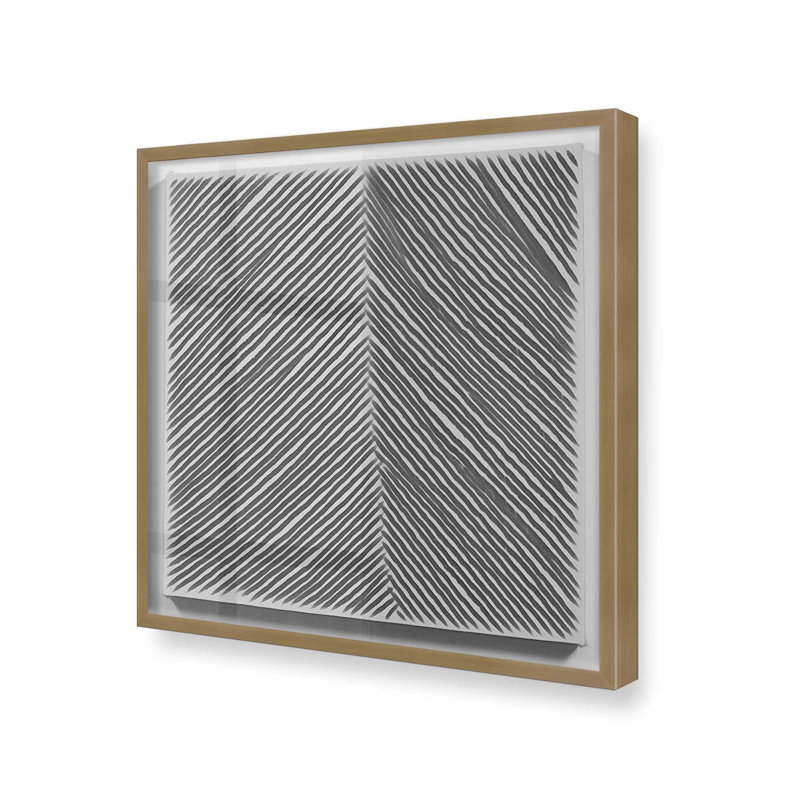 Illusion linéaire IV, H 13,75 po x l 13,75 po, Cadre simple brossé doré