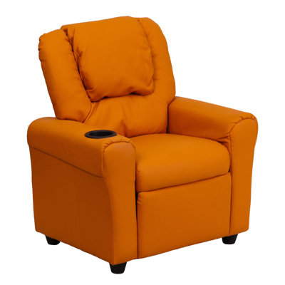Forman LeatherSoft Contemporary Kids Recliner with Cup Holder and Headrest