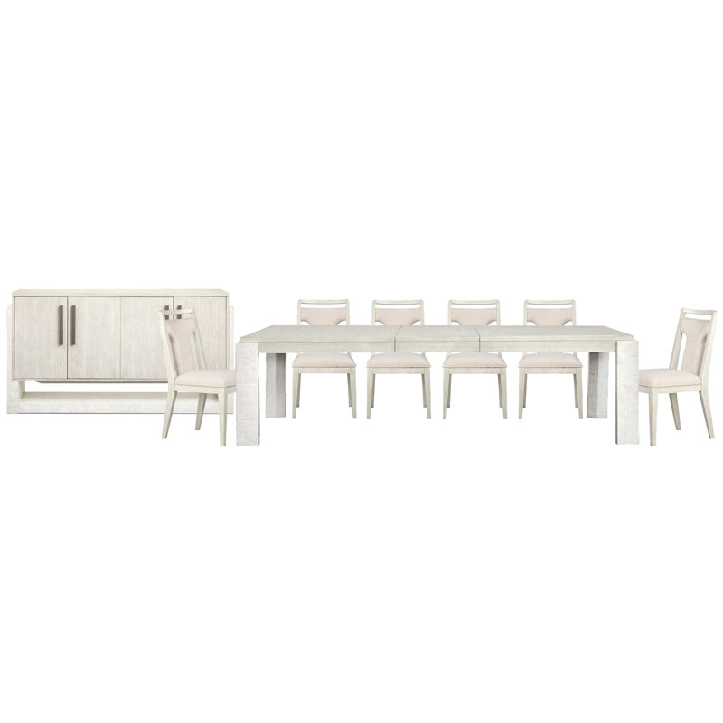 Table de salle à manger extensible Rigsby, 8 pièces: table, 6 chaises, desserte