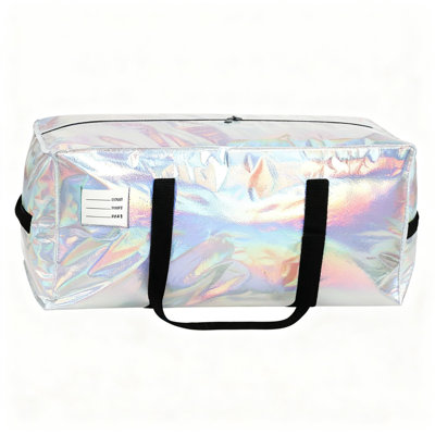 Sacs de transport extra robustes avec poignée confortable et fermeture à glissière robuste, fourre-tout de rangement pour fournitures de bureau de rangement compactes, solution de rechange à la boîte de déménagement, paquet de 6 (iridescent)