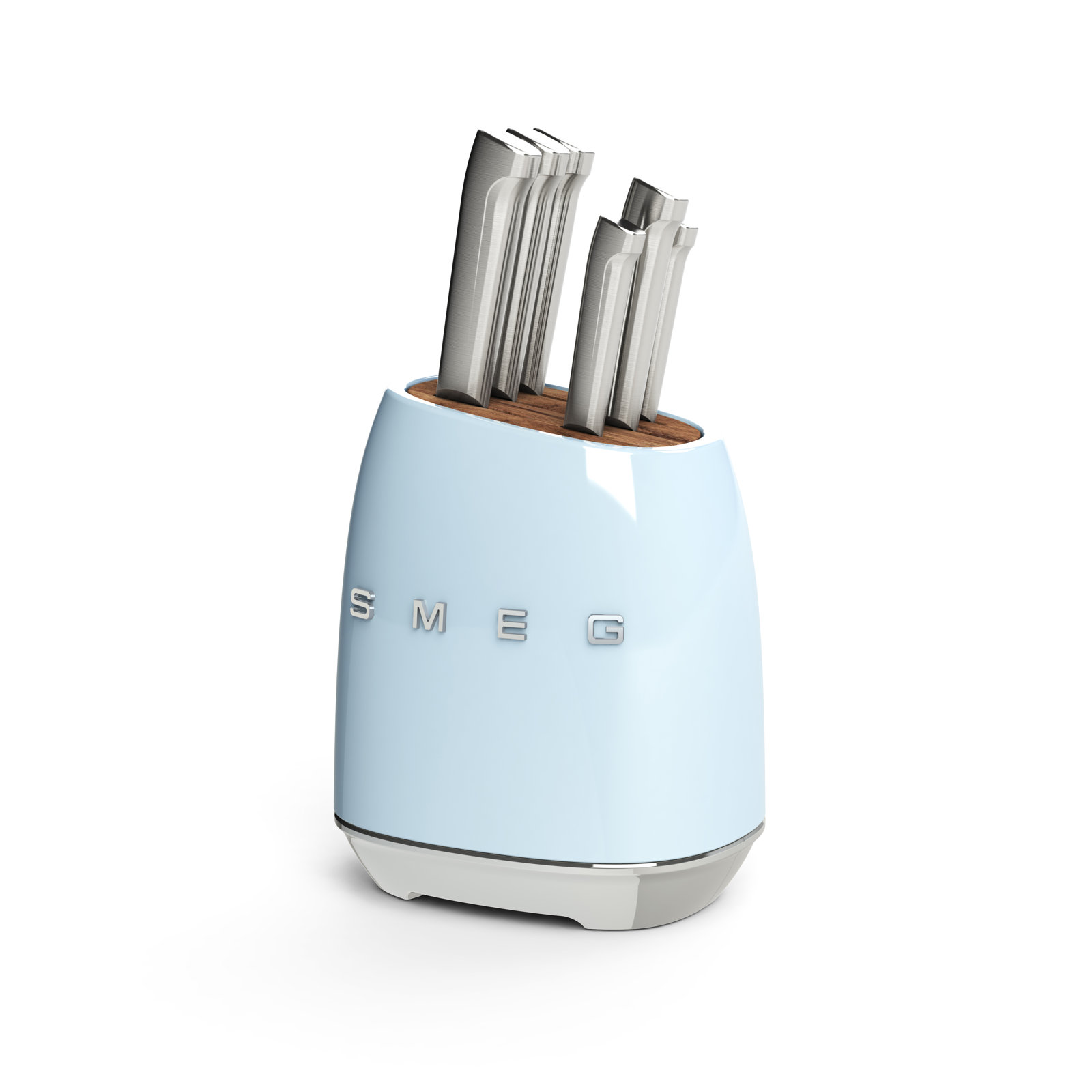 SMEG 7-Piece Kitchen Knife Block Set, Pastel Blue