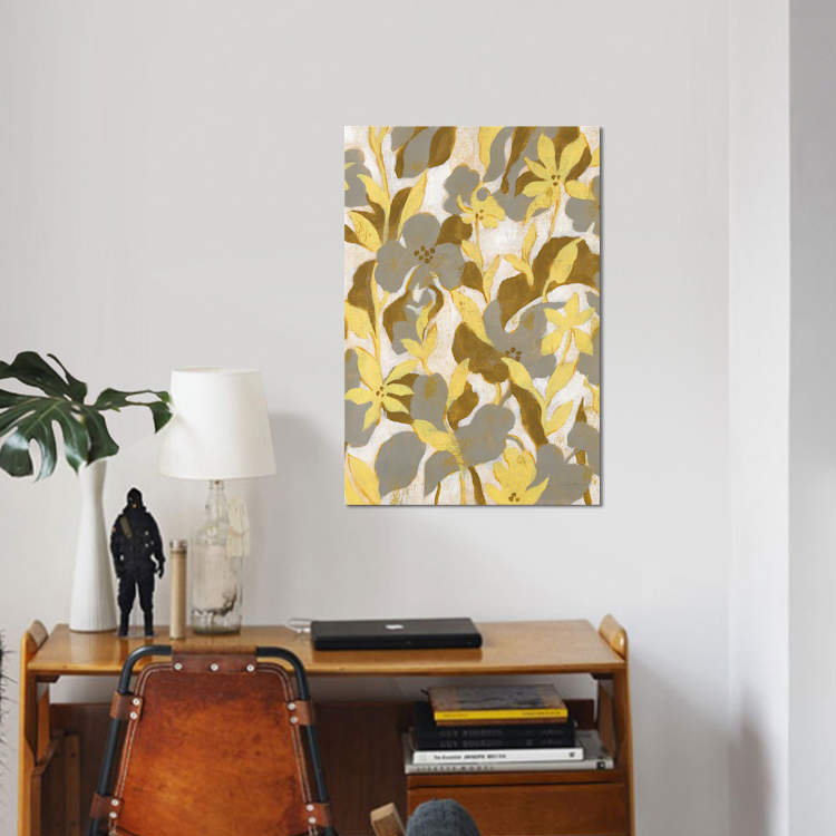 «Painted Tropical Screen II» par Silvia Vassileva, impression sur toile, H 24 po x l 16 po x P 1 po, Papier avec cadre noir