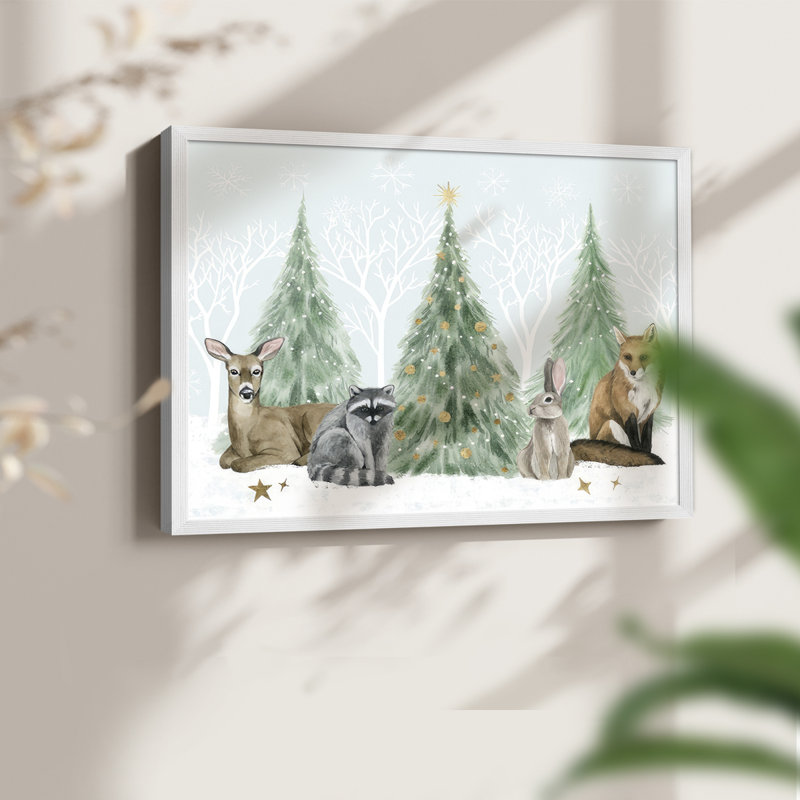«Christmas in the Forest Collection A», reproduction encadrée - Restickable, H 11 po x l 14 po, Blanc