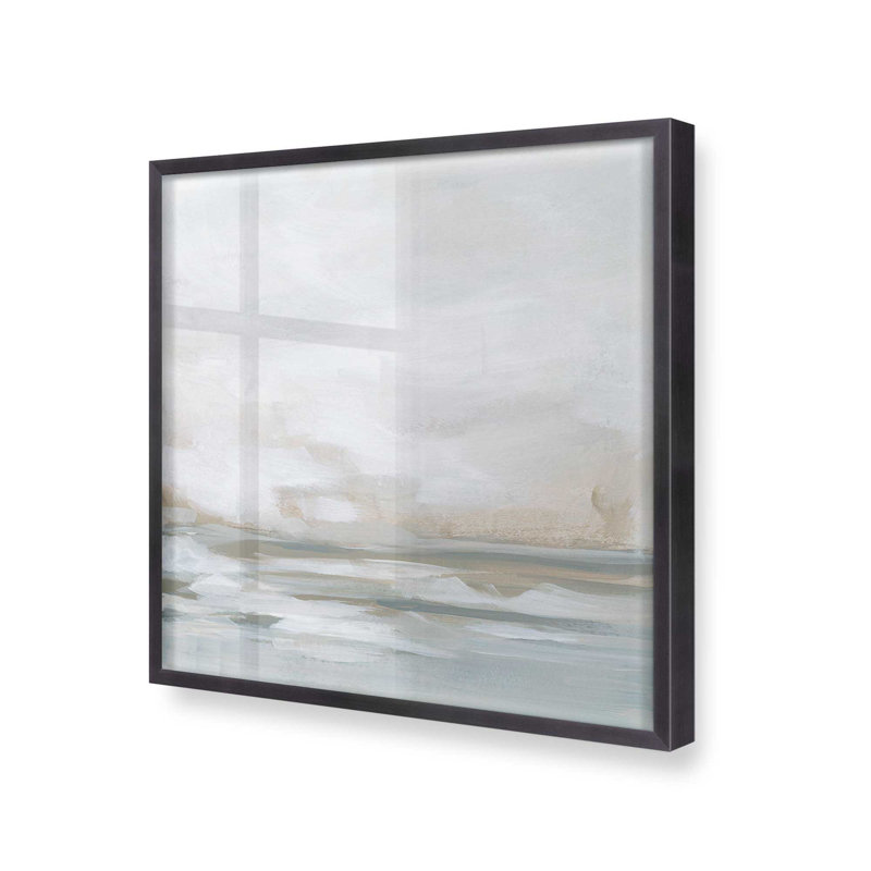 Hiver paysage marin sérénité II, H 13,75 po x l 13,75 po, Cadre photo simple en zinc patiné