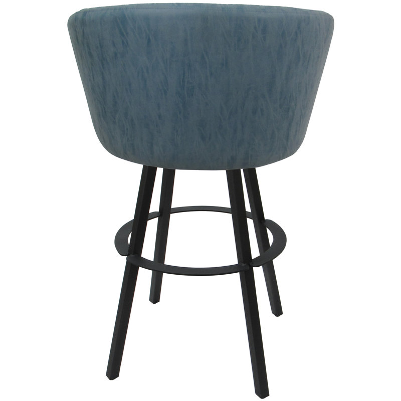 Tabouret de comptoir pivotant en métal Labawld sur base Warren, Bleu / gris