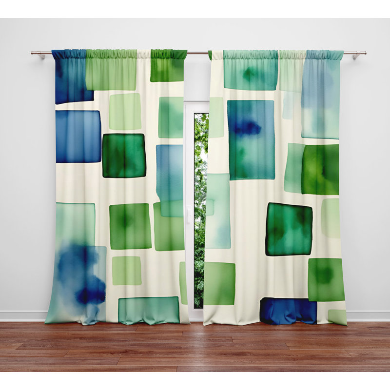 Paire de rideaux semi-transparents Saulius, L 56 po x L 78 po