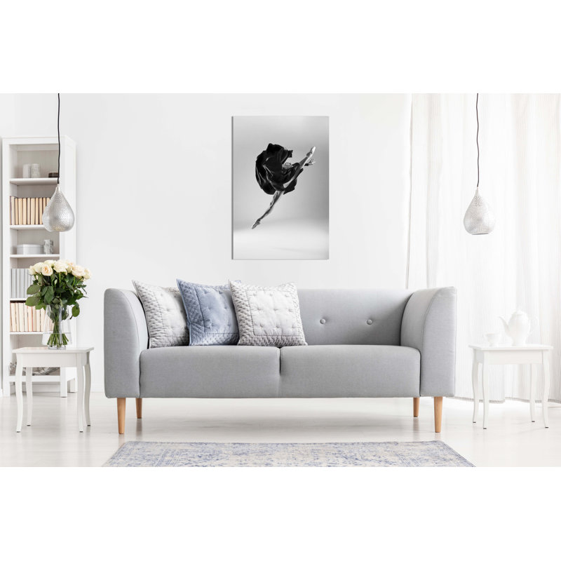 Leaping Ballerina In Black Dress - Wrapped Canvas Print, 61cm H x 41cm W