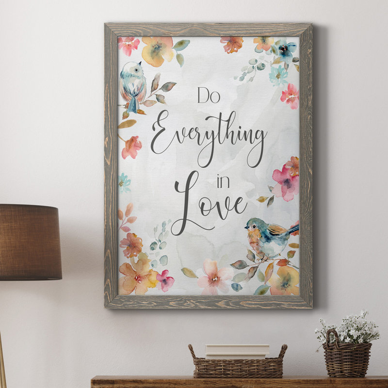 «Spring Bird Love», art textuel sur toile, Gris, H 20 po x l 17 po x P 1 po