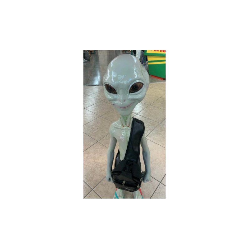 Statue extraterrestre avec sacoche taille réelle