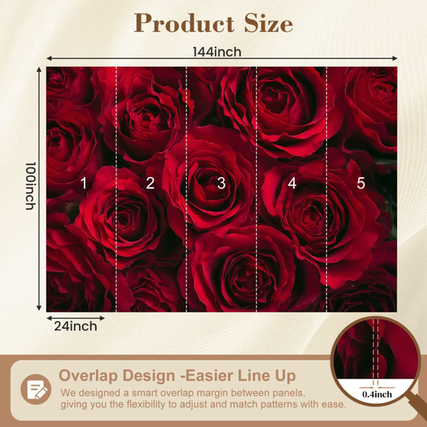 Red Barrel Studio Peel and Stick Wallpaper Bouquet dark red roses Wall ...