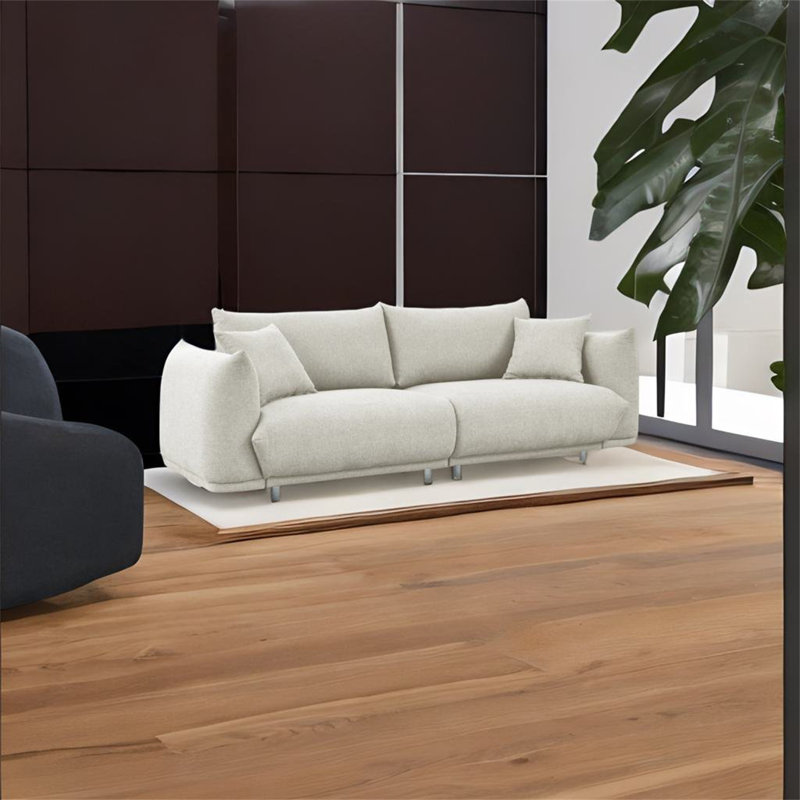 Canapé rembourré 90,5 po Amiya, Mélange de lin beige
