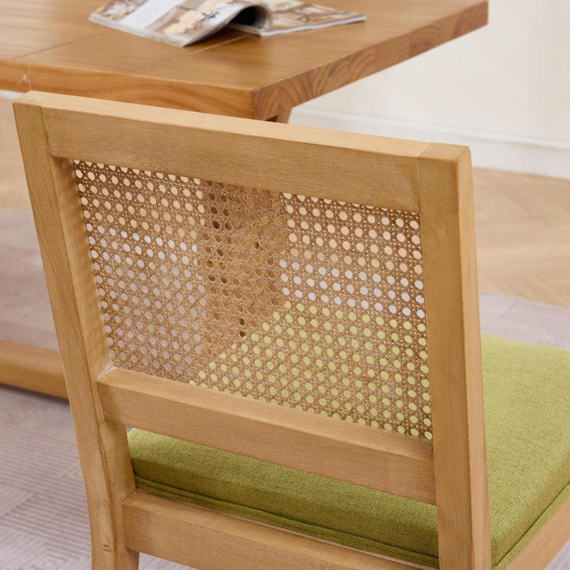 Ensemble de 2 chaises de salle à manger en rotin Farmhouse, Vert olive