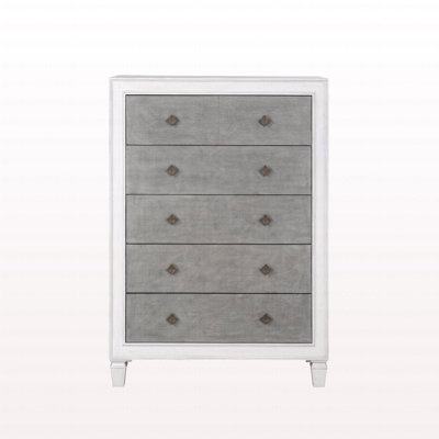 Commode moderne rustique gris et blanc vieilli