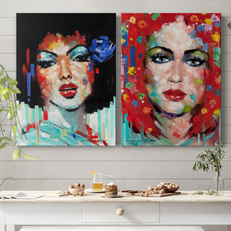 «Confetti Girl I», ensemble de 2 reproductions d'art, Pas de tapis, H 48 po x l 72 po x P 1 po, Toile tendue