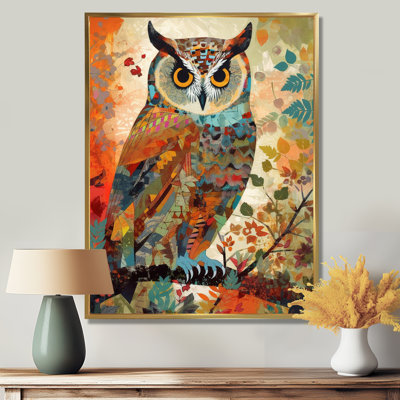 Chouette bohème colorée rétro Illustration - Art animalier chouette, salon