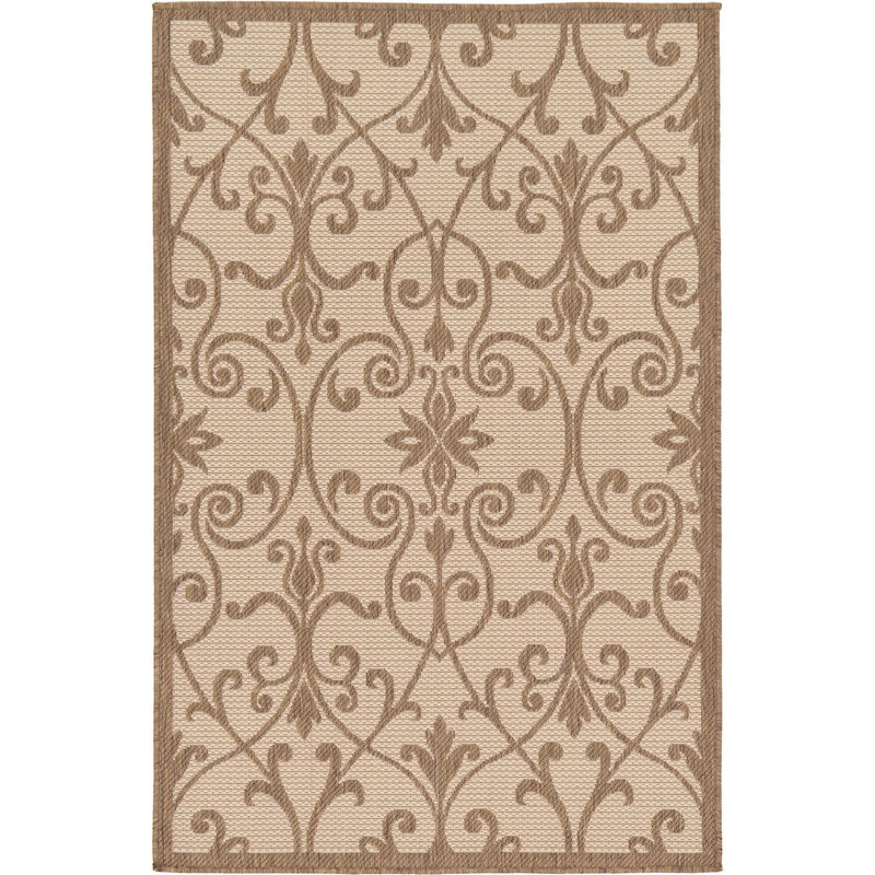 Outdoor Veranda Area Rug Papyrus Color, Rectangle 3'3" x 5'