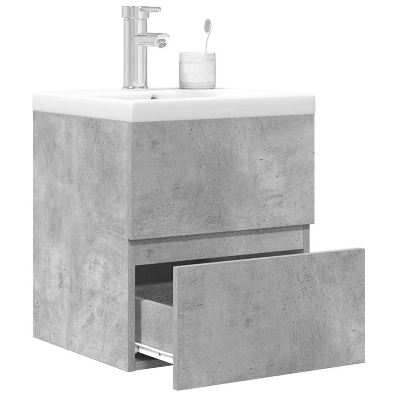 Sotira Single Bathroom Vanity with Integrated Ceramic Basin, concrete grey