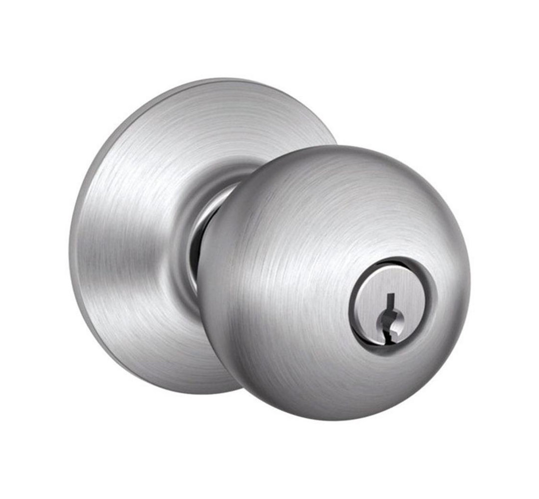 Schlage Orbit Satin Chrome Steel Entry Lockset ANSI Grade 2 1.75 in. Schlage 