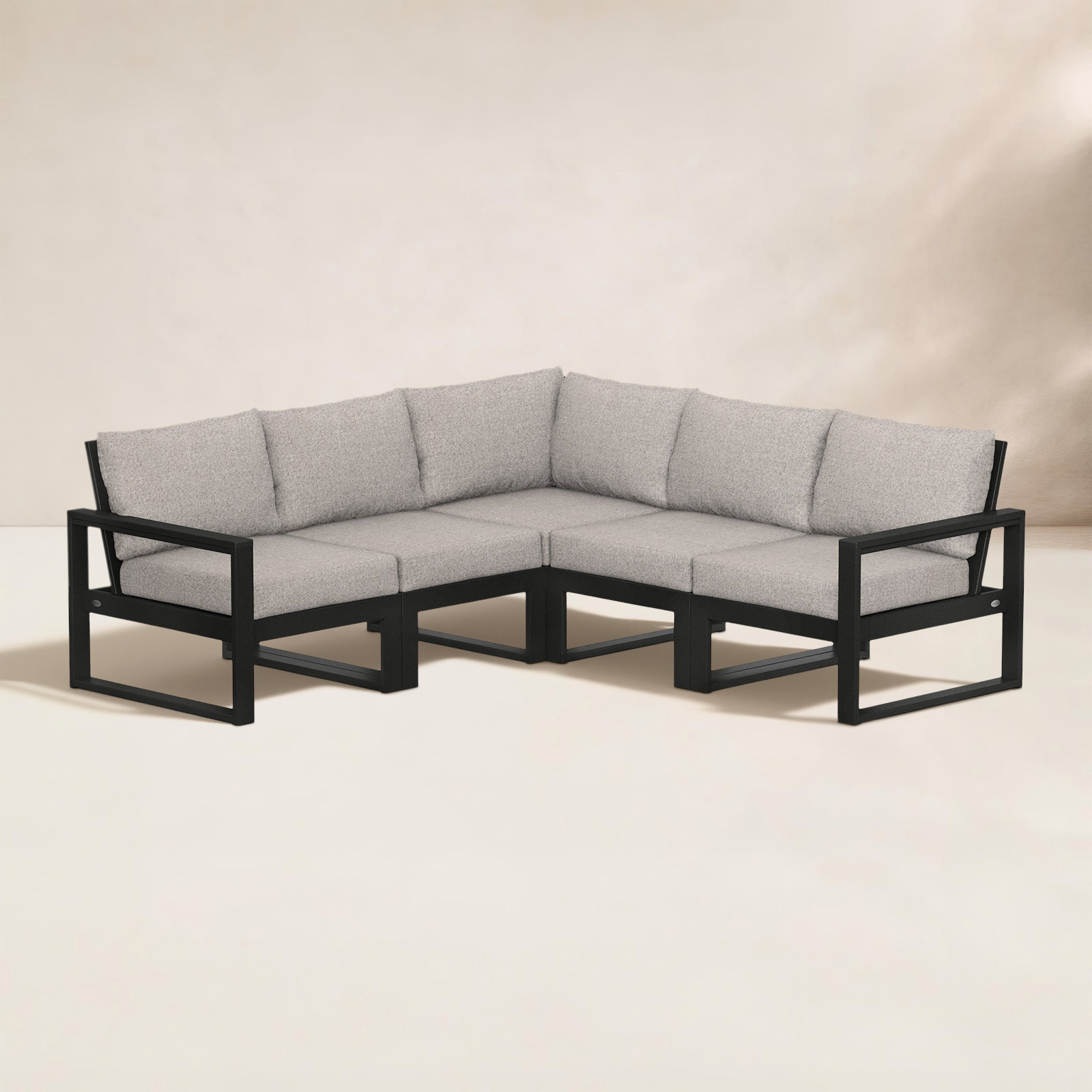 POLYWOOD® Edge 85" Patio Sectional, Granite, Black