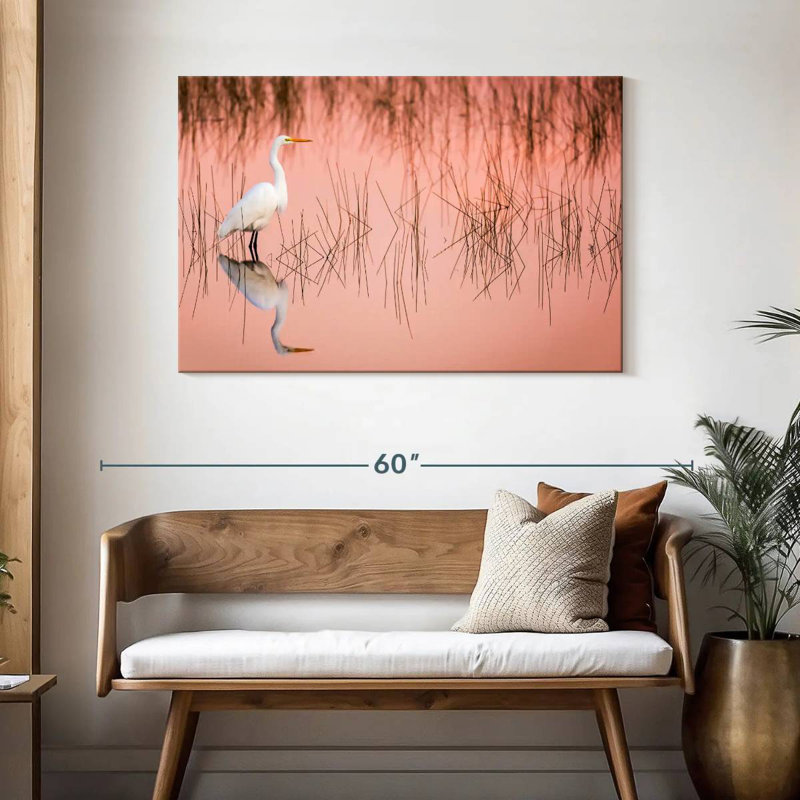 Brampt Great Egret On Marsh, 30" H x 45" W