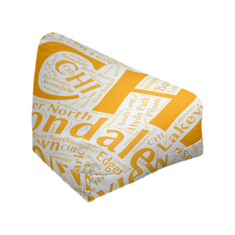 Classic Bean Bag, 42" H x 38" W x 29" D, Orange Polyester Blend, Chicago
