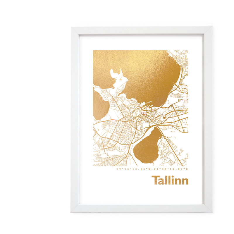 Tallinn Map - Single Picture Frame Print, 42.5cm H x 32.5cm W x 3.5cm D