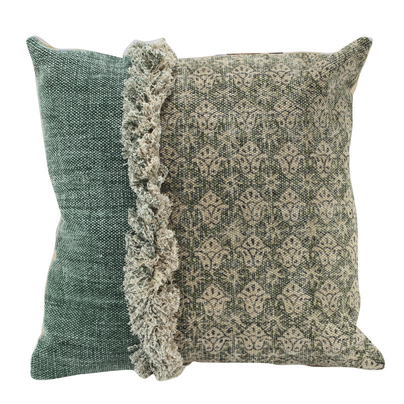 Ruffled Cotton Reversible Throw Pillow