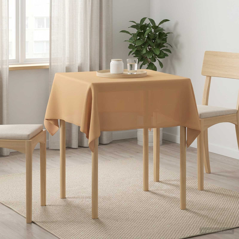  Table Cloth Plain Polyester Cover Fabric Tablecloth Kitchen Dining for, 90 cm L, Beige