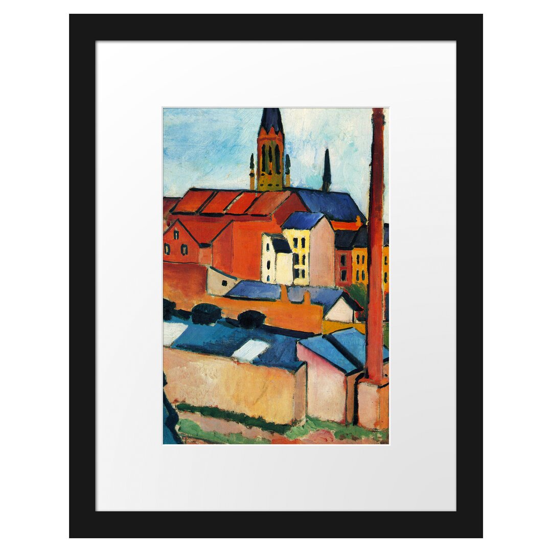 Gerahmter Kunstdruck Marienkirche with Houses and Chimney von August Macke