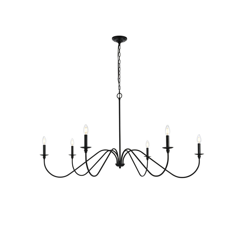Sherree 6-Light Dimmable Chandelier, Matte Black, 22" H x 42" W x 42" D