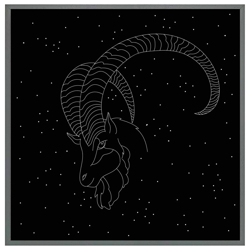 Tobler Capricorn Zodiac Sign - Single Picture Frame Print, 31cm H x 31cm W x 4cm D, Grey