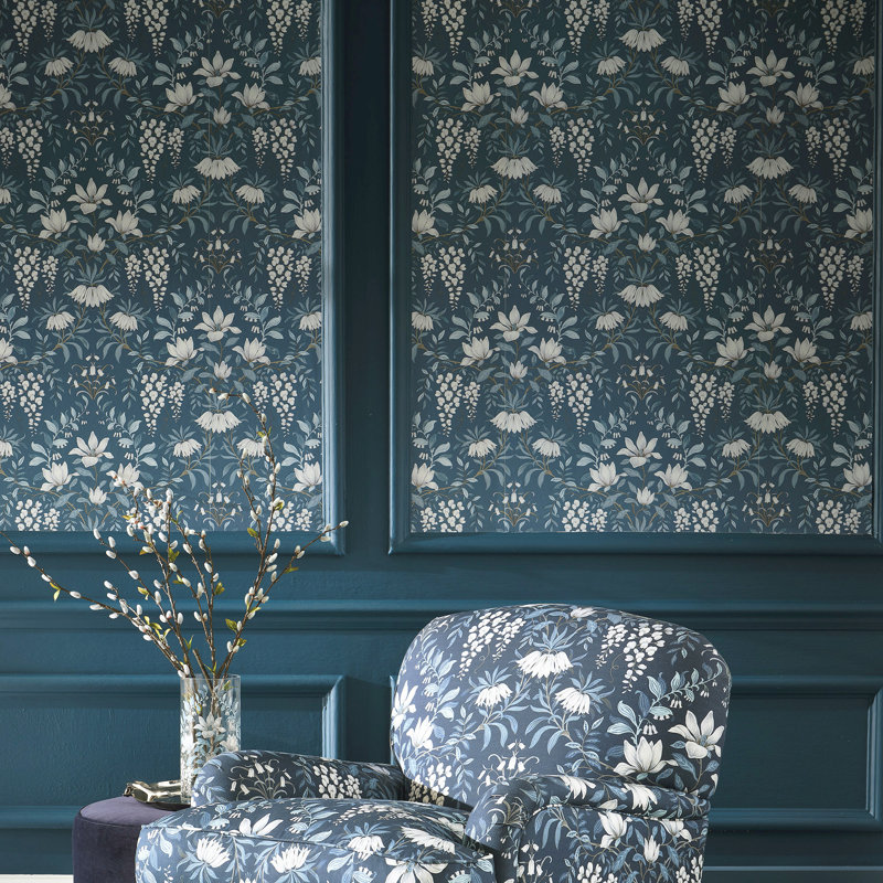 Rouleau de papier peint Laura Ashley Parterre, Brume marine foncé
