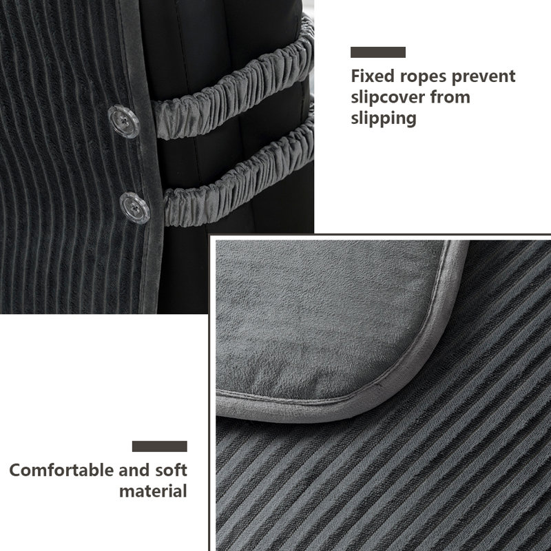 Corduroy Box Cushion Recliner Slipcover, Gray Corduroy