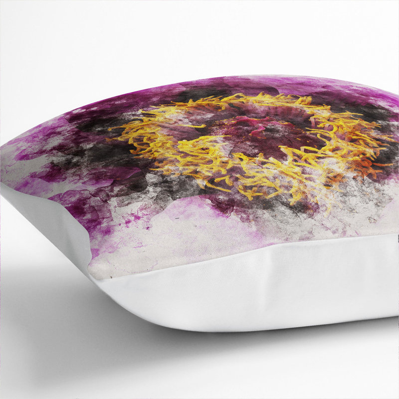 Peony Flower Vol.1 Watercolour Scatter Cushion, 40cm H x 40cm W x 15cm D, White