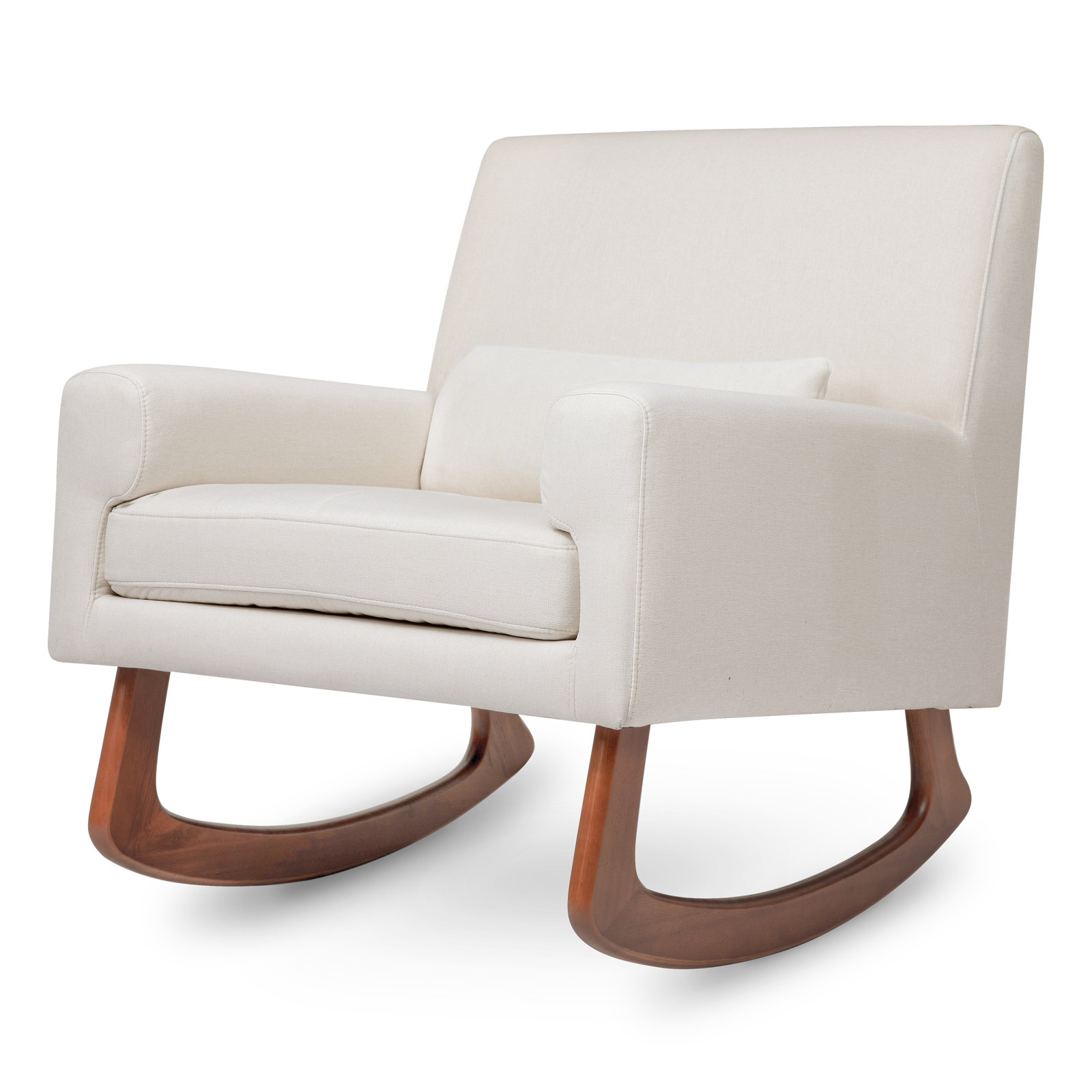 Sleepytime Rocking Chair, Walnut, White Polyester