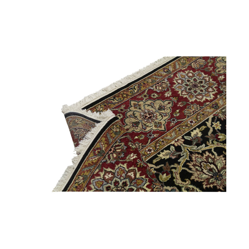 Tapis noir et rouge de haute qualité noué à la main