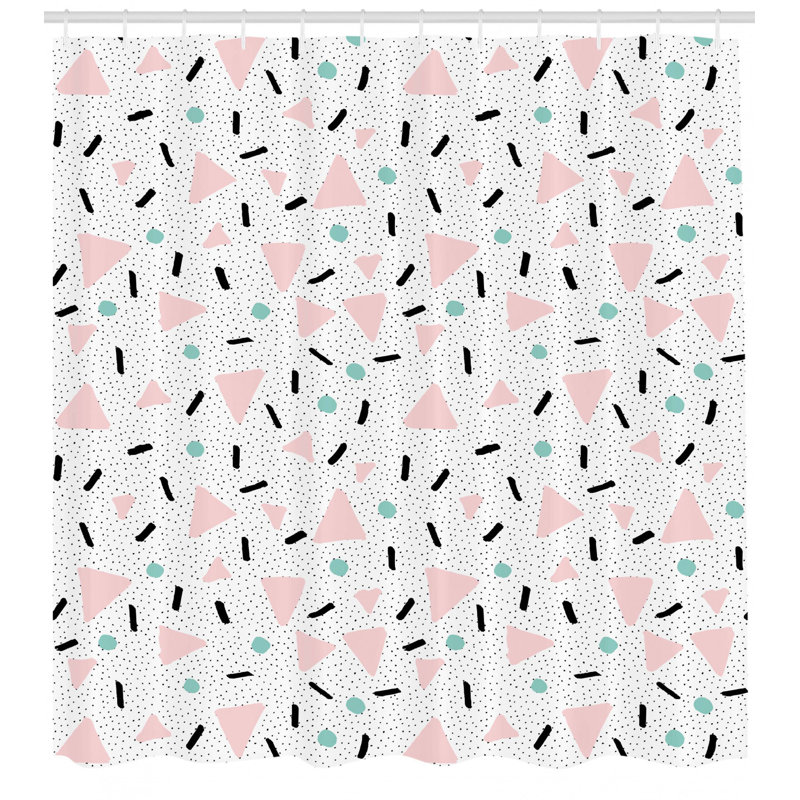 Caine Geometric Shower Curtain with Hooks Included, 69" H x 105" W