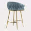 Ensemble de 2 tabourets de bar à hauteur de comptoir, tabouret de bar en velours pour îlot de cuisine avec dossier ondulé à la main, base chromée dorée et repose-pieds-117863224