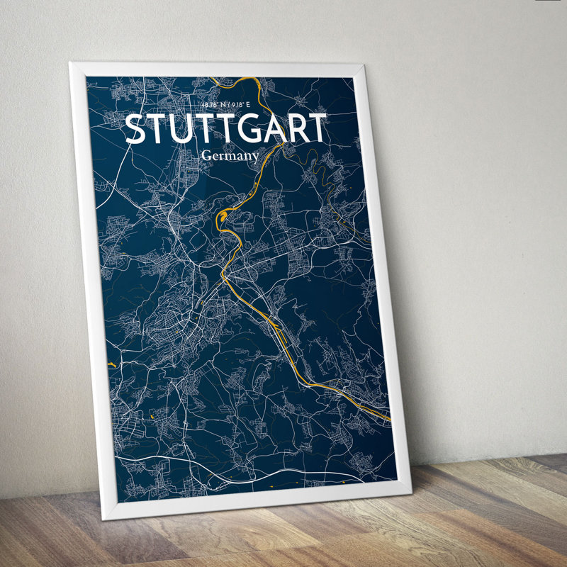 Stuttgart City Map - No Frame Print, 70cm H x 50cm W x 0.13cm D