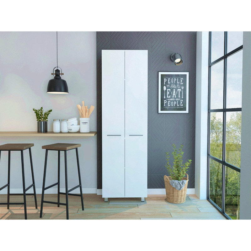 Garde-manger, cinq tablettes intérieures, quatre pieds - blanc