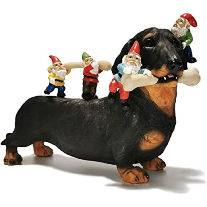 Statue de gnomes sur teckel Dahlton