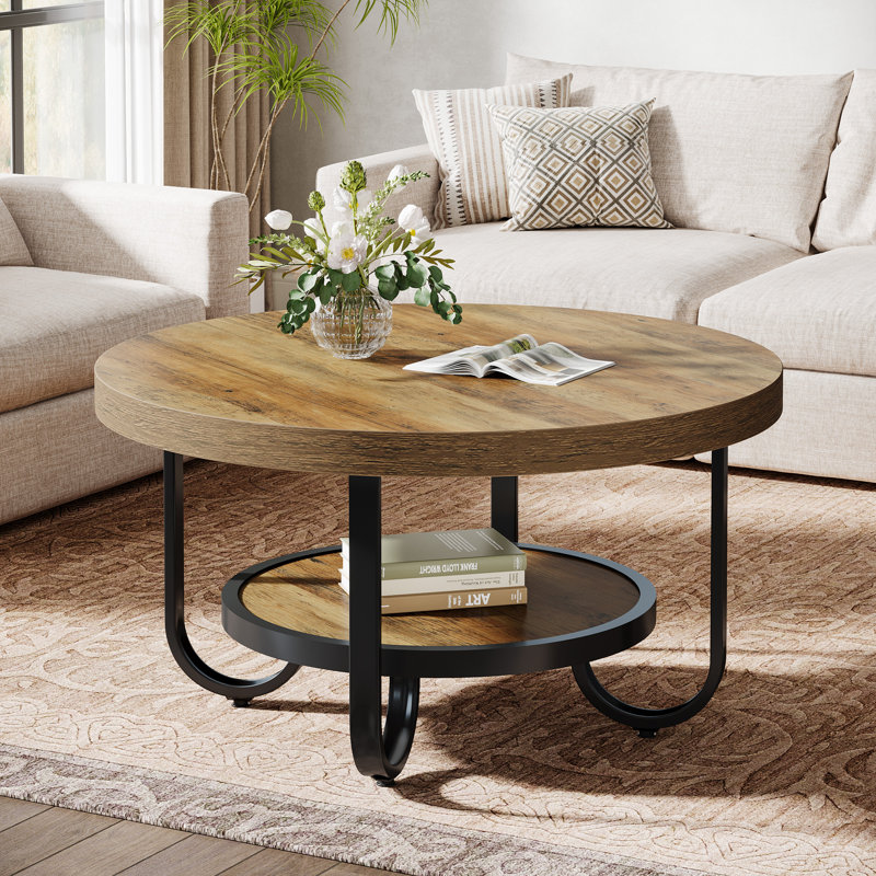 4 Legs Coffee Table with Storage, Brown