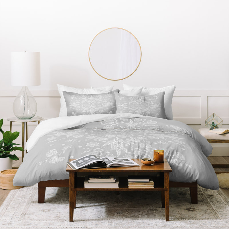 Ensemble de housse de couette, Housse de couette très grand et 2 taies, Gris