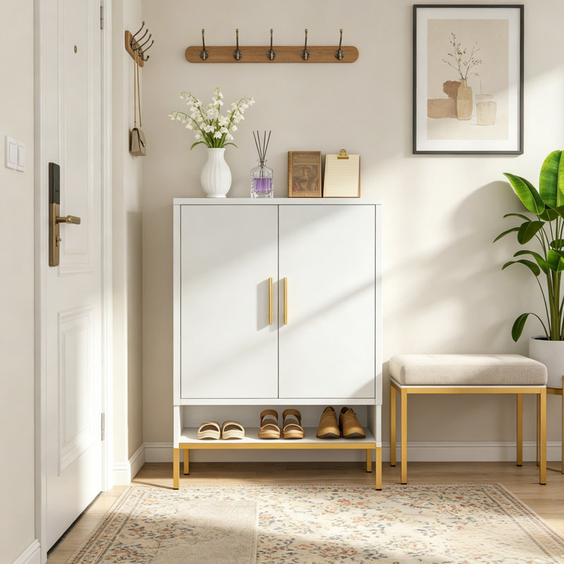 Shoe Storage Cabinet With Adjustable Shelves